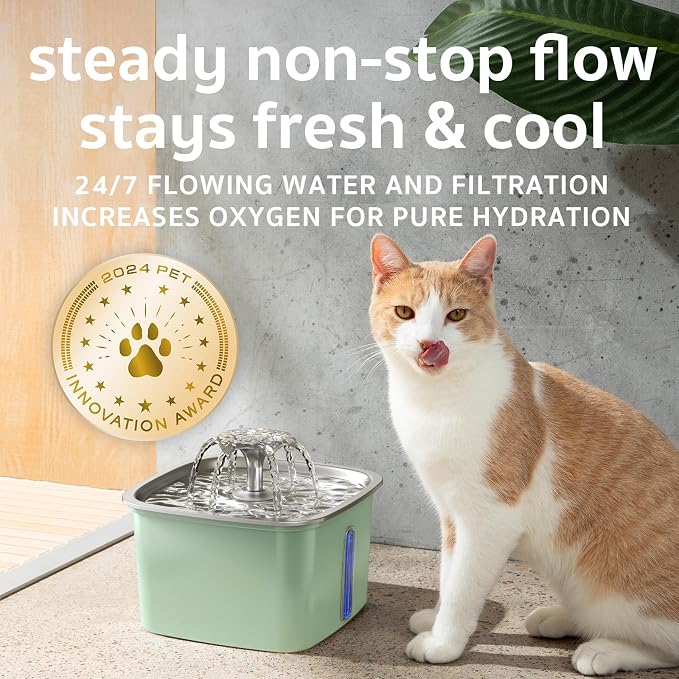 Veken Innovation Award Winner Stainless Steel Cat Water Fountain, 95oz/2.8L - Image 6