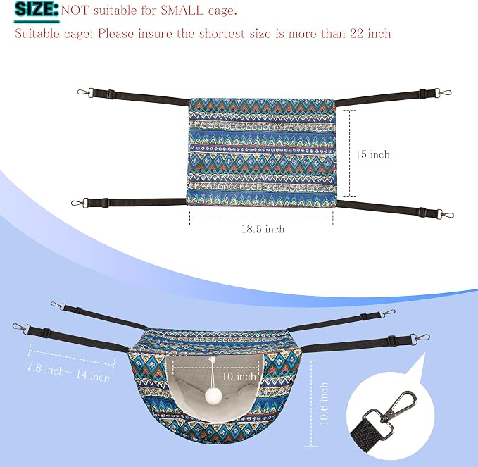 JSPYFITS Cat Cage Hammock with Ball, Double Layer Hanging Adjustable Soft Pet - Image 4