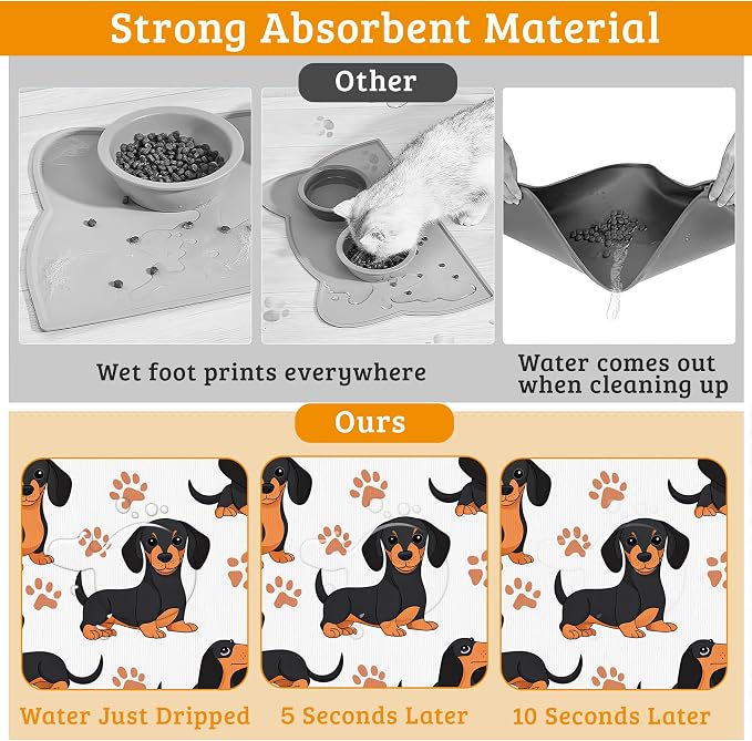 Dog Bowl Mat, Dog Dachshund Pet Feeding Mat - Image 3