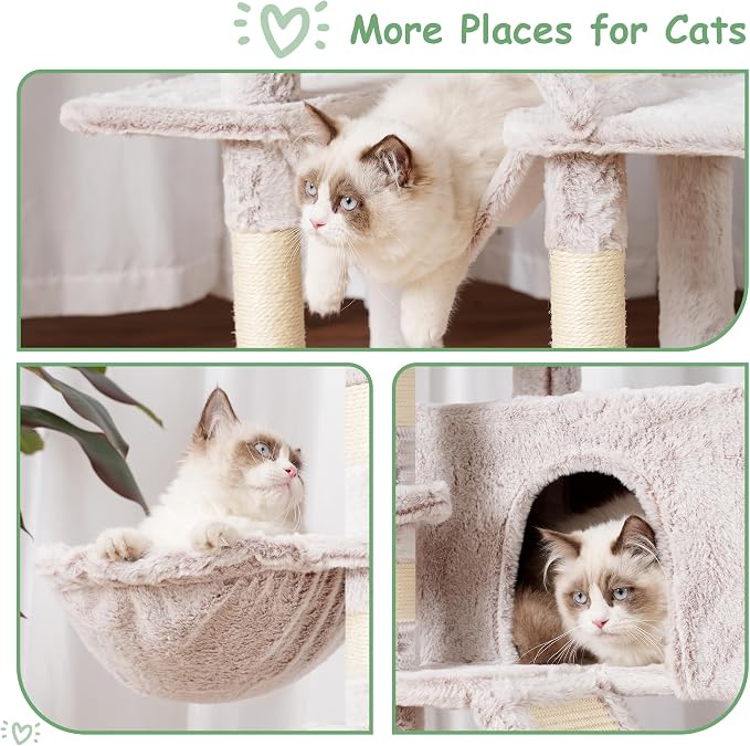 Cat Tree, Cat Condo with Cat Scratching Post and Board, Cat Hammock, Muchroom - Image 5