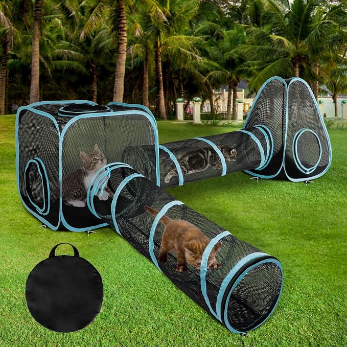 9.45FT Outdoor Cat Enclosures Portable Cat Playhouse, Pop Up Cats Tent by GINDOOR