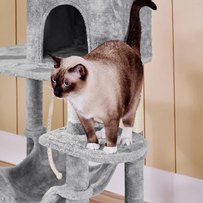 Yaheetech 59in Cat Tree for Multiple Cats, Extended Platforms for Climbing & - Image 4