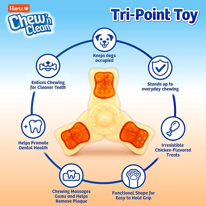 Chew ‘n Clean Chew Toy and Treat in One Chicken Flavored Tri-Point Dog Toy - Image 2