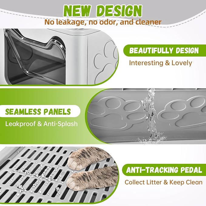 Enclosed Cat Litter Box with Lid Foldable Potty, Drawer Type Extra Large Cover - Image 5