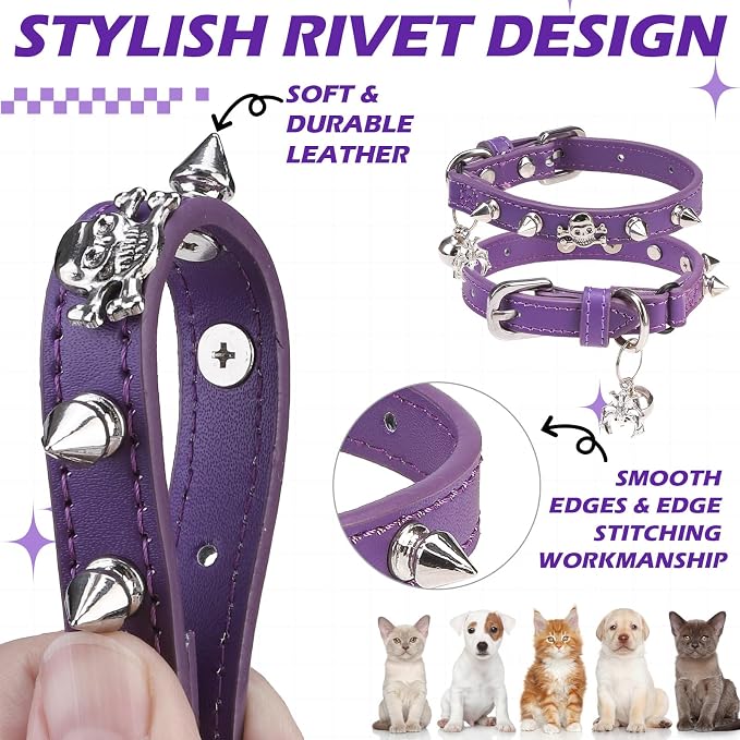 EXPAWLORER Leather Cat Collar for Girl Boy- Adjustable Pet Collar - Image 4