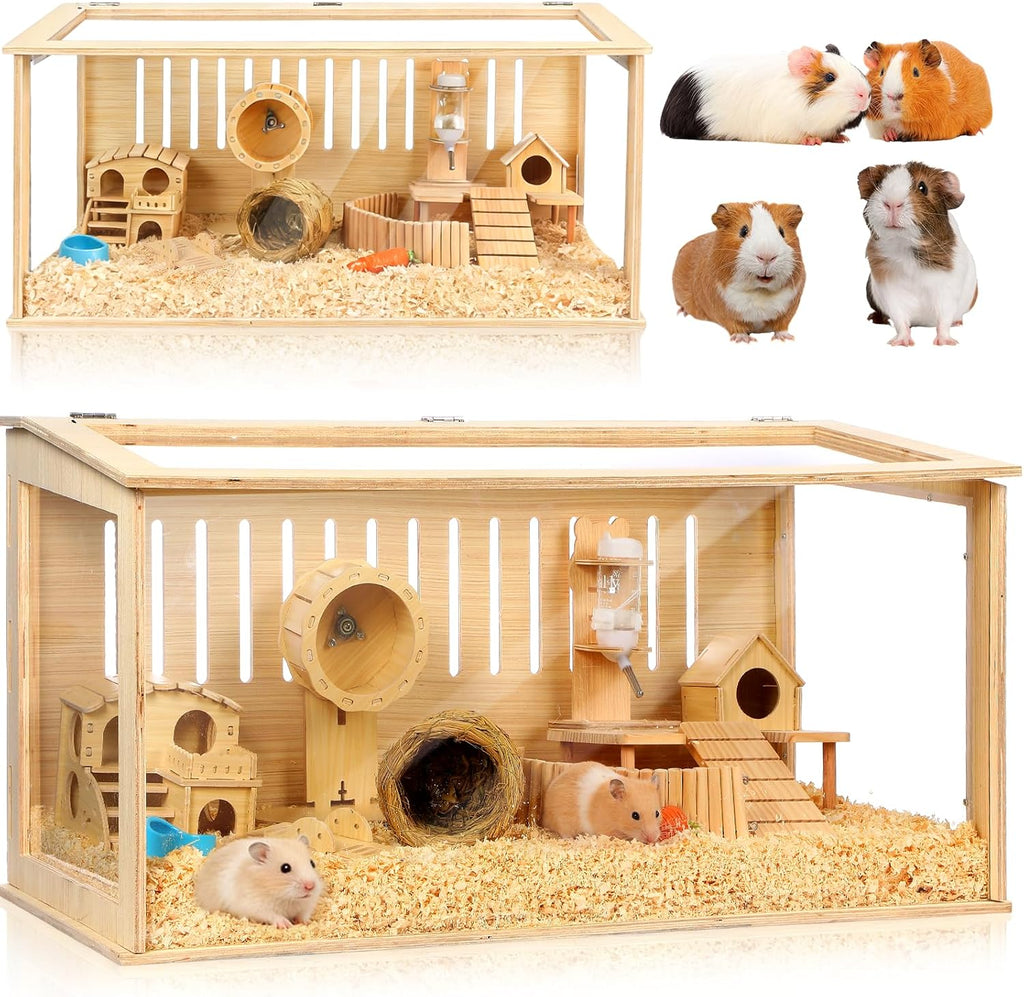 Leinuosen Wooden Hamster Cage, 32 Inch - GlobalHabitat Supply