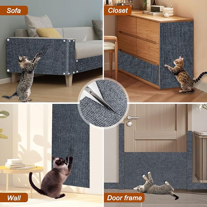 Cat Scratch Mat, 118.5"x15.9" Trimmable Self-Adhesive Cats Scratch Carpet - Image 8