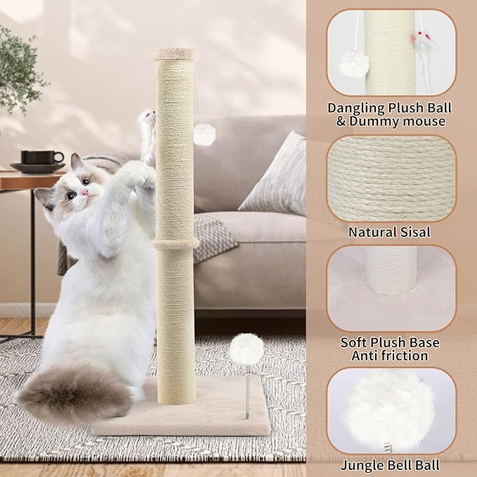 36 Inch Tall Cat Scratching Post – Sisal Cat Scratcher - Image 2