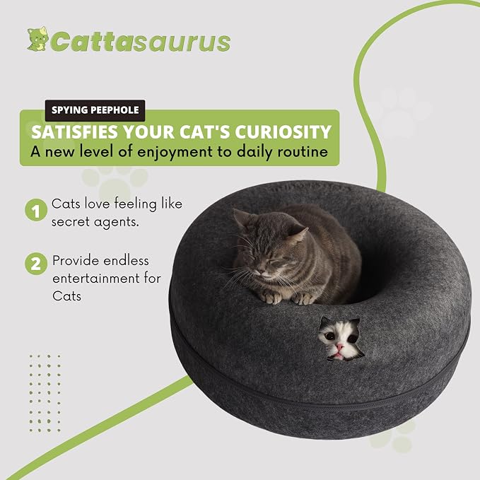 CATTASAURUS Peekaboo Cat Cave for Multiple & Large Cats Up to 30-45 Lbs - Image 4