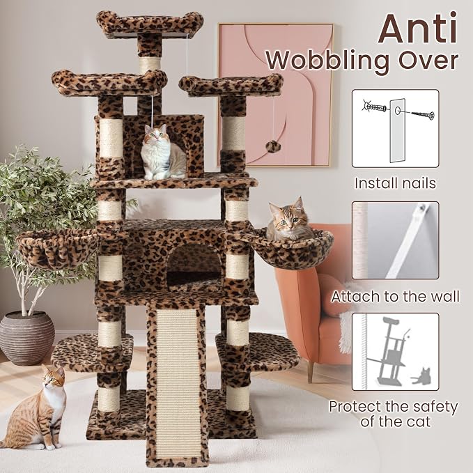 SHA CERLIN 68 Inches Multi-Level Large Cat Tree - Image 7