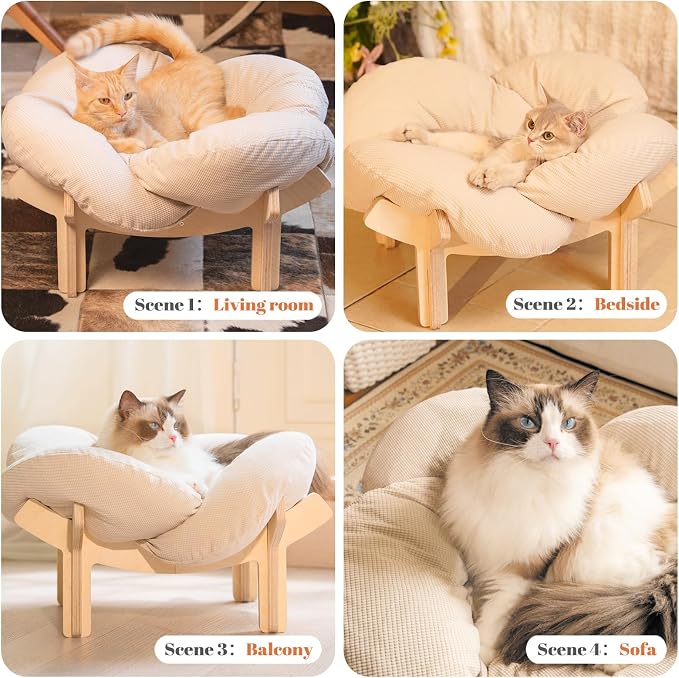 CHEERHOME PETS Elevated Cat Bed Wooden - Image 9