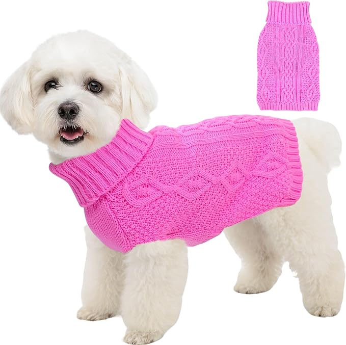 Dog Sweaters for Small Dogs Girl Warm Knit Chihuahua Clothes Pink Dog Clothes by Puppishy