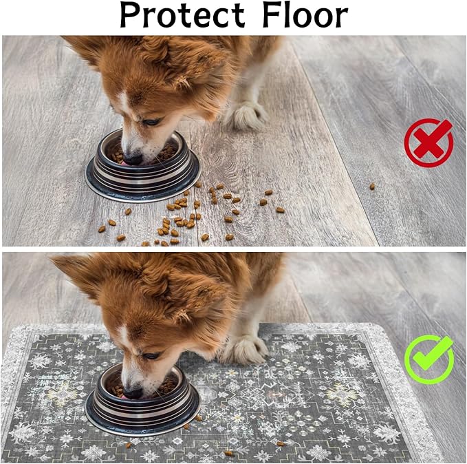 Pet Food Mats for Floor, Absorbent Dog Mat for Food and Water Dispenser Mat - Image 3