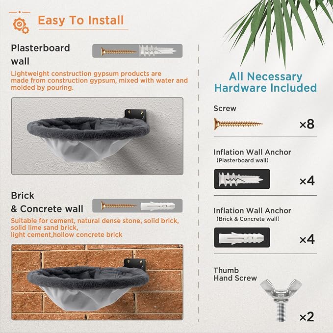 Cat Hammock Wall Mounted, Foldable & Stable Cat Beds- Breathable Cats Wall - Image 5