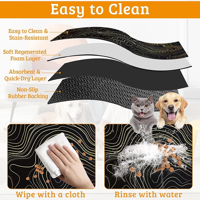 Dog Bowl Mat, Abstract Map Pet Feeding Mat - Image 5