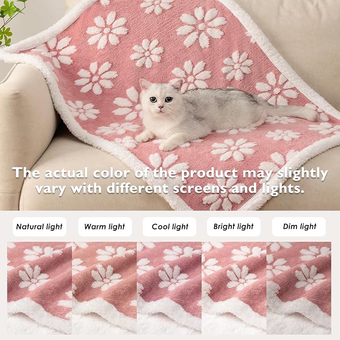 Waterproof Blanket for Dog Cat or Adult, Cute 3D Textured Flower Dog Blanket - Image 7