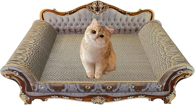 Luxury Cardboard Cat Scratcher Sofa Bed, Couch Shaped Cat Scratching Board by INRLKIT