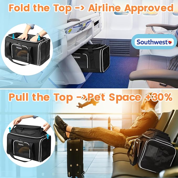 Petskd Top-Expandable Pet Carrier 18x13x9.5 Inches Southwest Airline Approved - Image 2