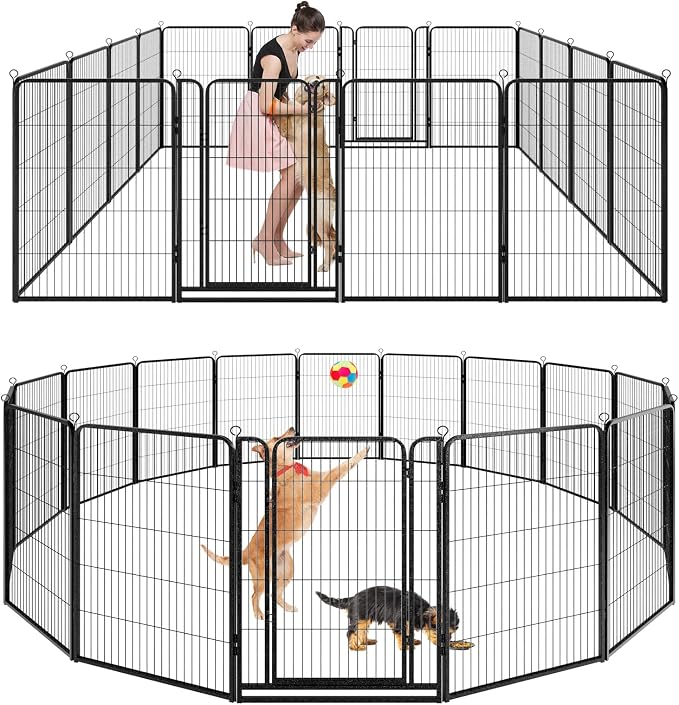 Dog Playpen Outdoor Extra Wide 16 Piece Panels Heavy Duty Dog Fence 47" Height by Committedtobetterpetlife