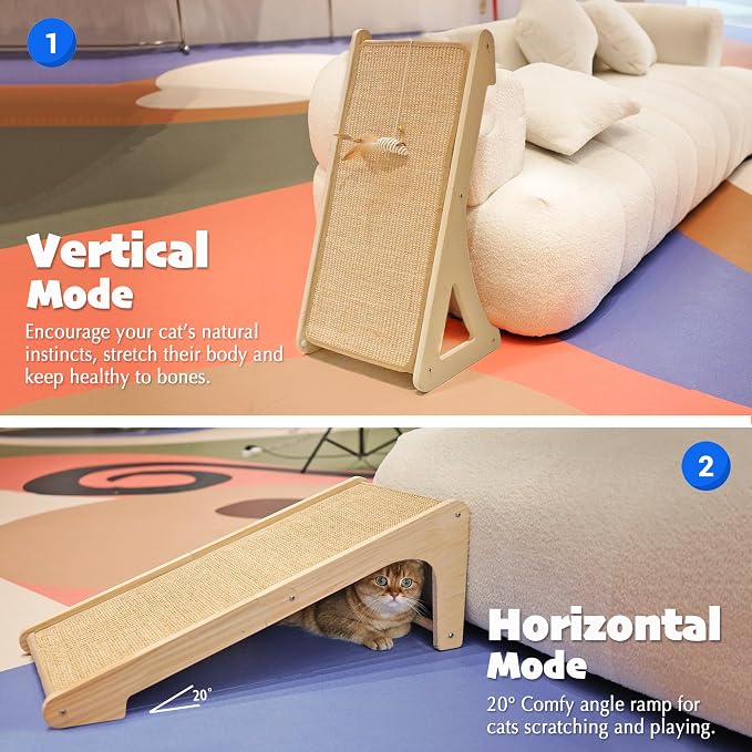 PETKARAY Cat Scratcher, Sisal Cat Scratching Ramp, L Shape Scratch Pad - Image 4