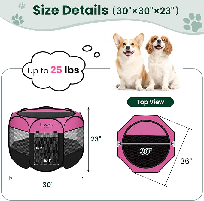 Love's cabin Pet Puppy Dog Playpen, Medium Dog Tent Crates Cage Indoor/Outdoor - Image 3