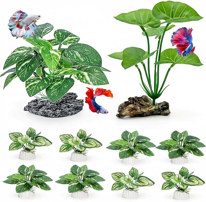 10 PCS Aquarium Decorations Silk Aquarium Plants Betta Fish Tank Decor by UreverFins