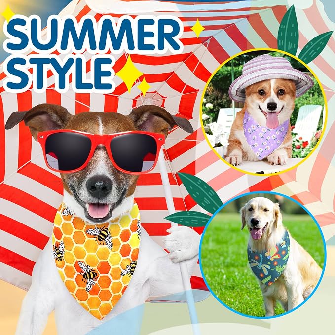 Eccliy 30 Pack Summer Flower Dog Bandanas Bulk Soft Triangle Dog Scarfs - Image 3