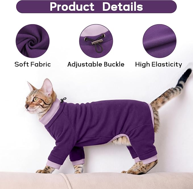 PUMYPOREITY Cat Recovery Suit, Stops Wound Licking After Surgery, Sticky Hair - Image 4
