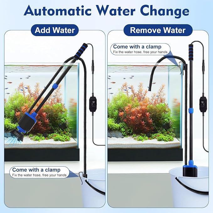 AQQA DC 36W Electric Aquarium Vacuum Gravel Cleaner 6-in-1 Multifunctional Fish - Image 5