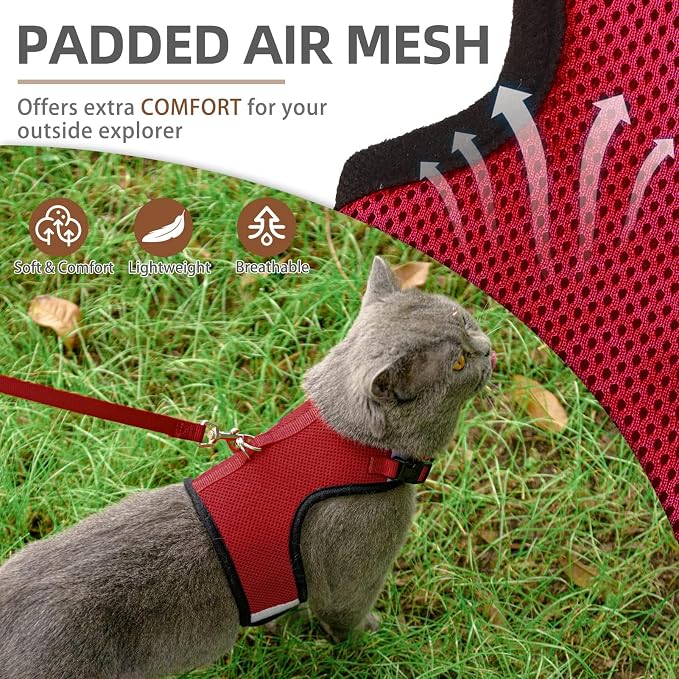 PUPTECK Soft Mesh Cat Vest Harness and Leash Set Puppy Padded Pet Harnesses - Image 2