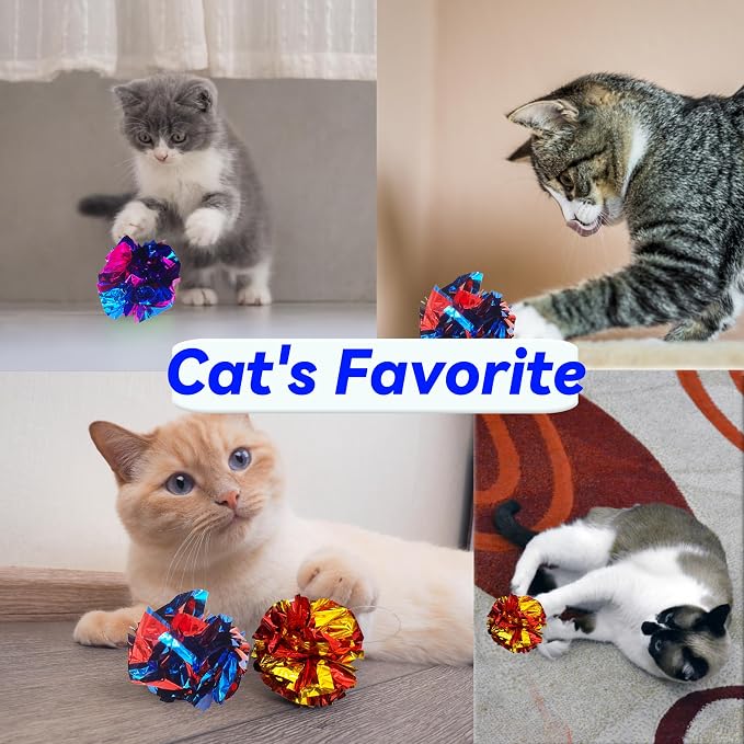 Cat Crinkle Ball Toys 10 Packs for Indoor Cats to Kill Time and Keep Fit - Image 4