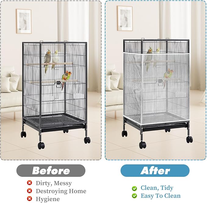 Large Bird Cage Net, Universal Adjustable Bird Cage Covers Mesh Polyester Birds - Image 3