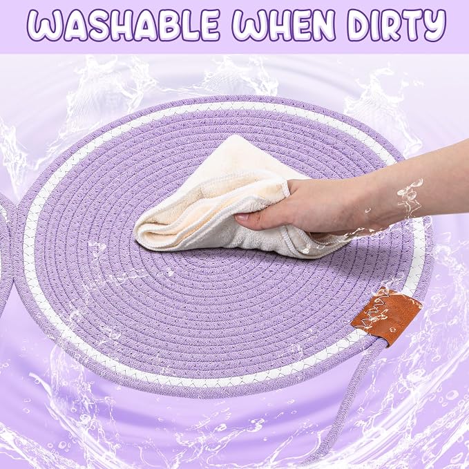 25.6 Inch Large Scratching Mat for Indoor Cats Natural Cotton Rope Flat - Image 4