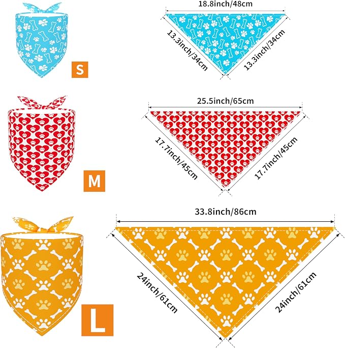 PET SHOW 50 Pack Paw Pattern Small Dog Bandanas Bulk XS Washable Puppy Girl Boy - Image 2