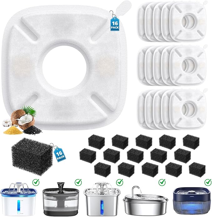 32 Pcs Cat Water Fountain Filters by Beckacher
