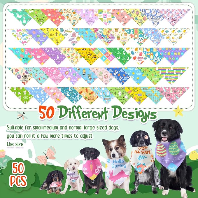 Chunful 50 Pcs Easter Dog Bandanas Bulk - Image 4