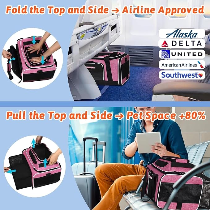 Petskd Top and Side Expandable Pet Carrier 17x11x9.5 Inches Alaska Airline - Image 2