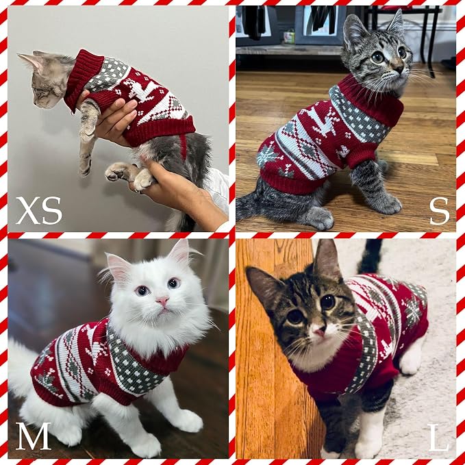 Cat Dog Christmas Sweater Pet Winter Warm Coat Pajamas Small Dog Sweaters - Image 6