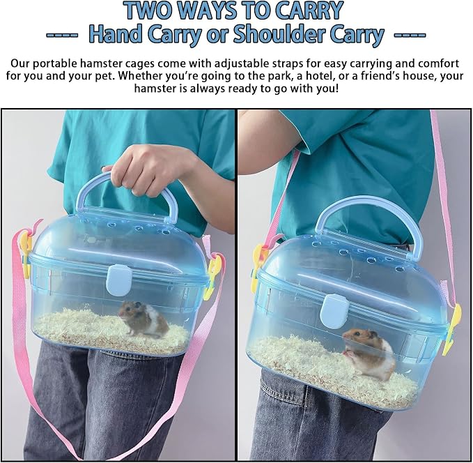 Portable Hamster Cage Syrian Hamster Carry Travel Cage - Image 4