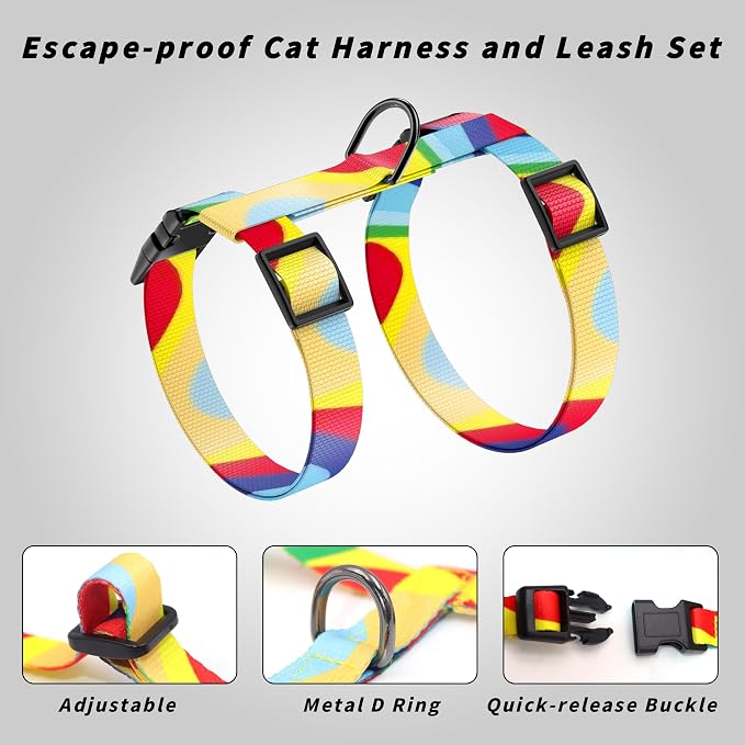 Cat Harness and Leash Set, Adjustable Kitten Harness Escape Proof Cats Harness - Image 4