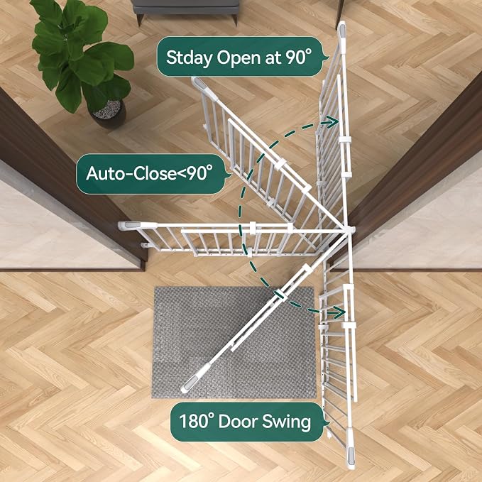 Babelio 31.5-55" No Bottom Bar Baby Gate Extra Wide, 2-in-1 Auto Close Dog Gate - Image 4
