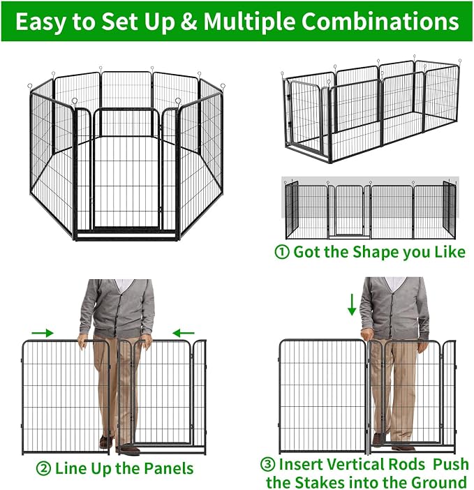 Dog Playpen Outdoor Extra Wide 8 Piece Panels Heavy Duty Dog Fence 40" Height - Image 7