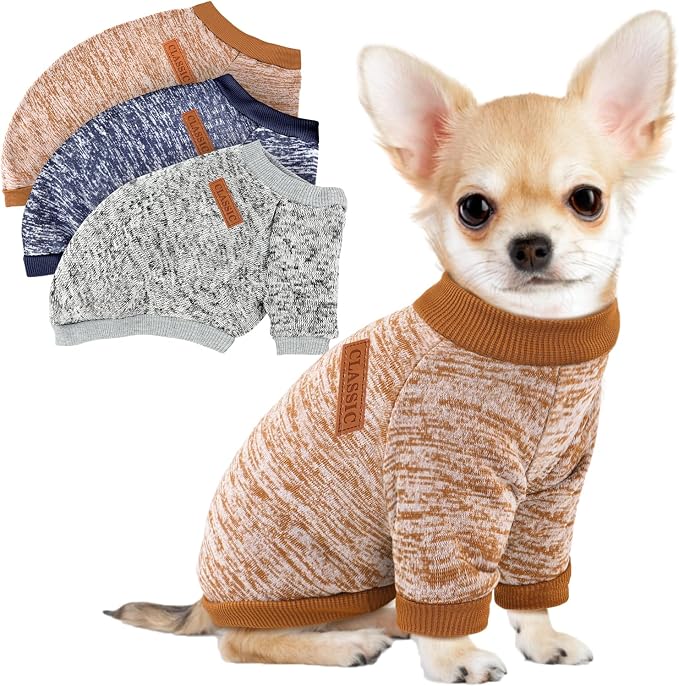 3 Pack Dog Sweaters for Small Dogs Girl Boy Winter Fleece Clothes Warm Soft Dog by BAOBICUTE