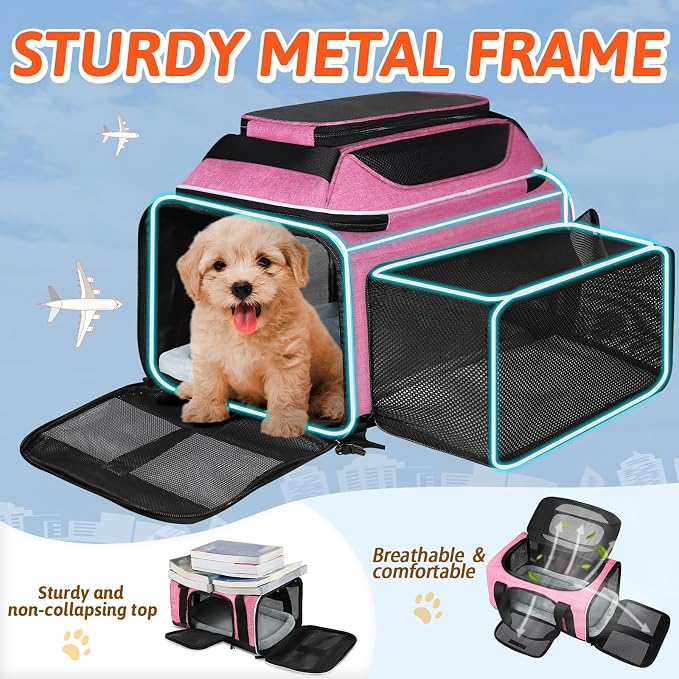 Petskd Top and Side Expandable Pet Carrier 17x11x9.5 Inches Alaska Airline - Image 6