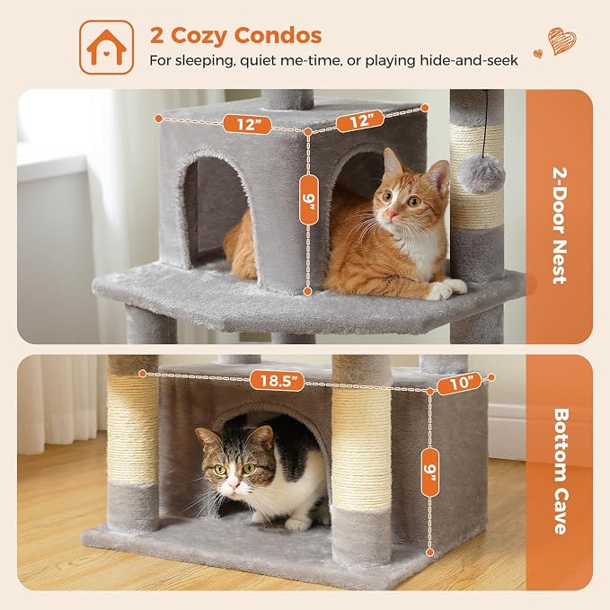 Cat Tree for Indoor Cats, 64.5" Tall Cat Tower - Image 3