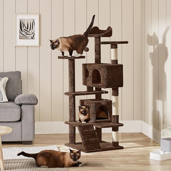 Yaheetech 54in Cat Tree Tower Condo Cat Furniture w/Scratching Post - Image 3