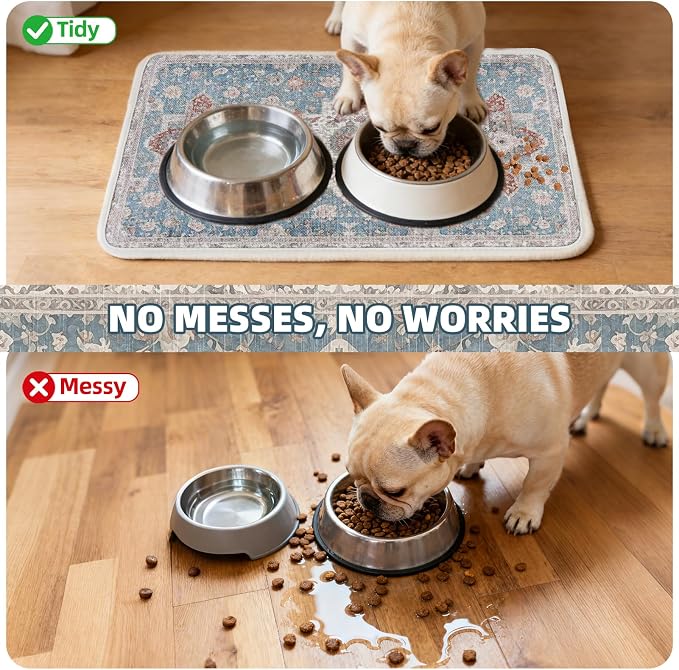 PUPTECK Dog Food Mat, Absorbent Pet Feeding Bowl Mat, Non-Slip Dog Mat - Image 5