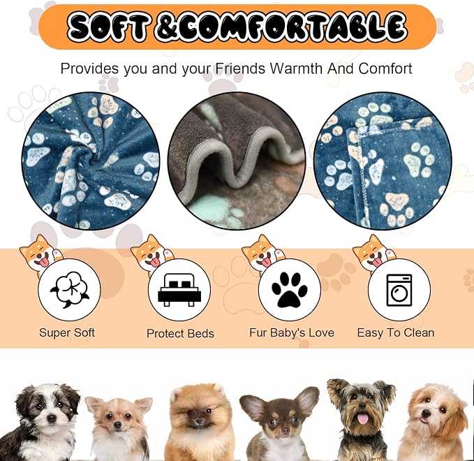 Rezutan Dog Blankets for Medium Pet, 3 Pack Blanket Fuzzy Cat Blankets Washable - Image 2