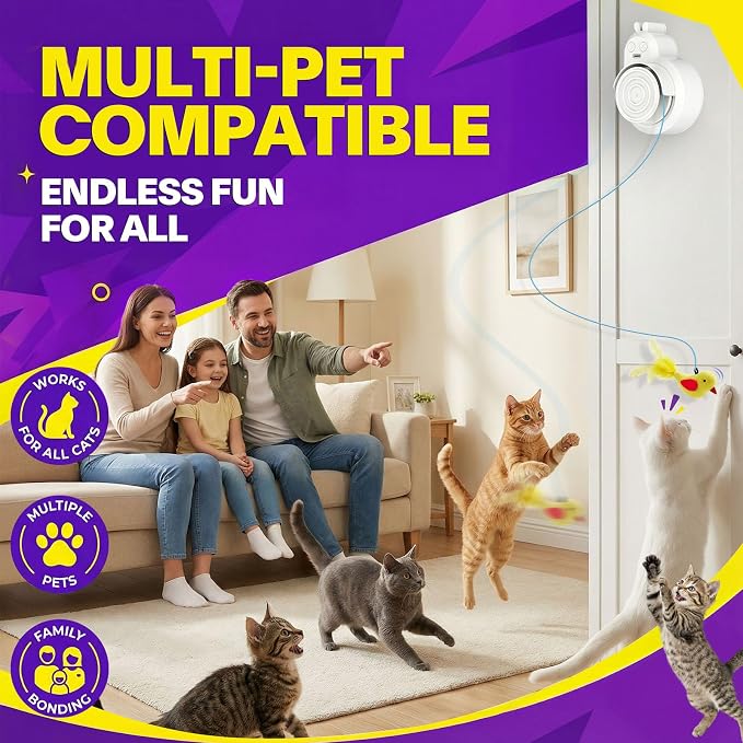 Interactive Cat Toys for Indoor Cats: Automatic Electric Flying Bird Feather & - Image 2