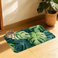 Tropical Palm Leaves Pet Feeding Mat, Absorbent Quick-Dry Dog Cat Bowl Mat by QSOQSO